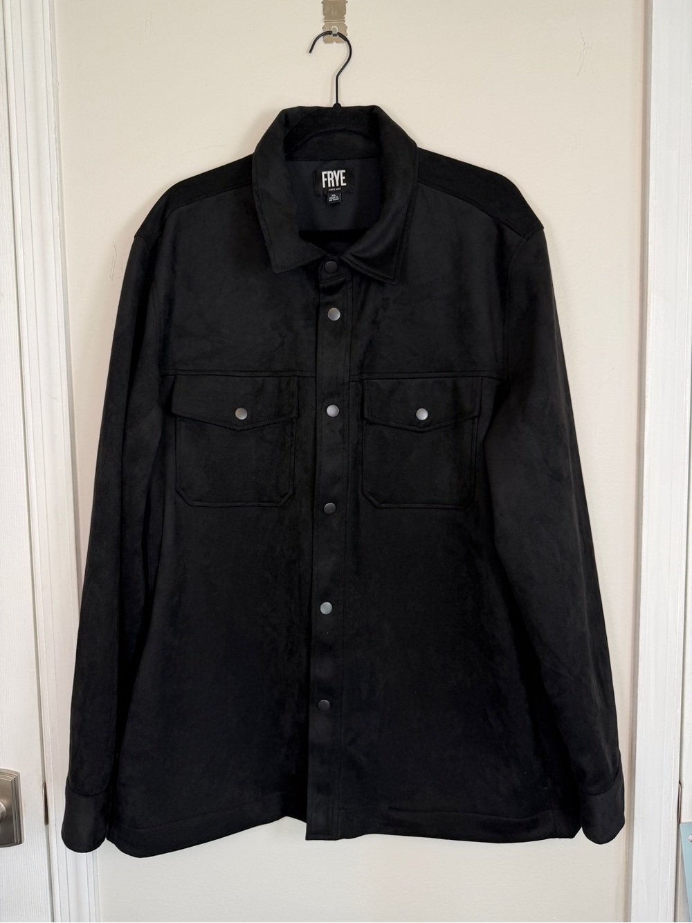 Frye Men’s XL Black Faux Suede Shirt Jacket Western Snap Front Utility Shacket